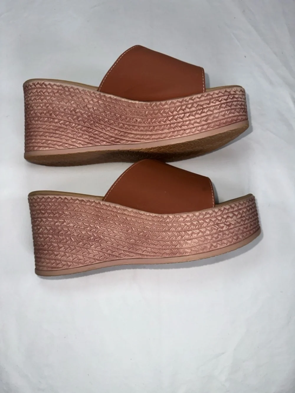 Platform Slide Sandals Brown Wedge Espadrille Style Womens Size 42 Size 10.5